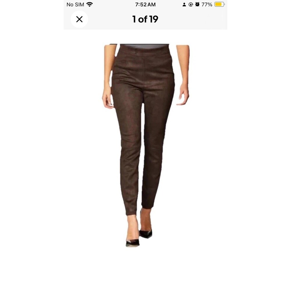 HUE Textured Microsuede Leggings Mulch Brown Size Medium Snakeskin Pants NWT - Picture 2 of 12